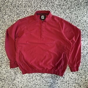 FootJoy Golf Windbreaker Jacket Men’s Medium Red Quarter Snap Button Embroidery